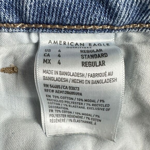 American Eagle Jeans Womens 4 Regular Blue Distressed Mom Medium Wash Denim - Picture 2 of 16